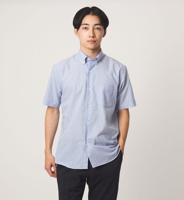 UNITED ARROWS green label relaxing「エブリット TC パナマ ストライプ スタンダード ボタンダウン ショートスリーブ シャツ -イージーアイロン」|シャツ・ブラウス|