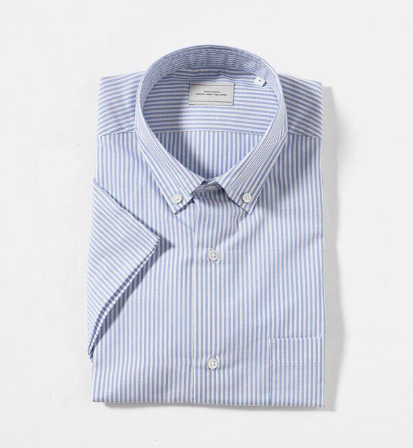 UNITED ARROWS green label relaxing「エブリット TC パナマ ストライプ スタンダード ボタンダウン ショートスリーブ シャツ -イージーアイロン」|シャツ・ブラウス|
