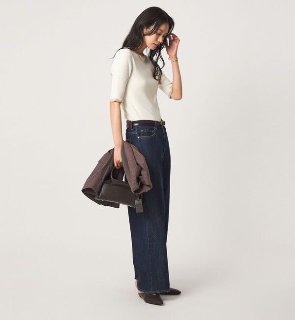 UNITED ARROWS green label relaxing「ハイショク リブ ハーフスリーブ プルオーバー ニット」|ニット・セーター|