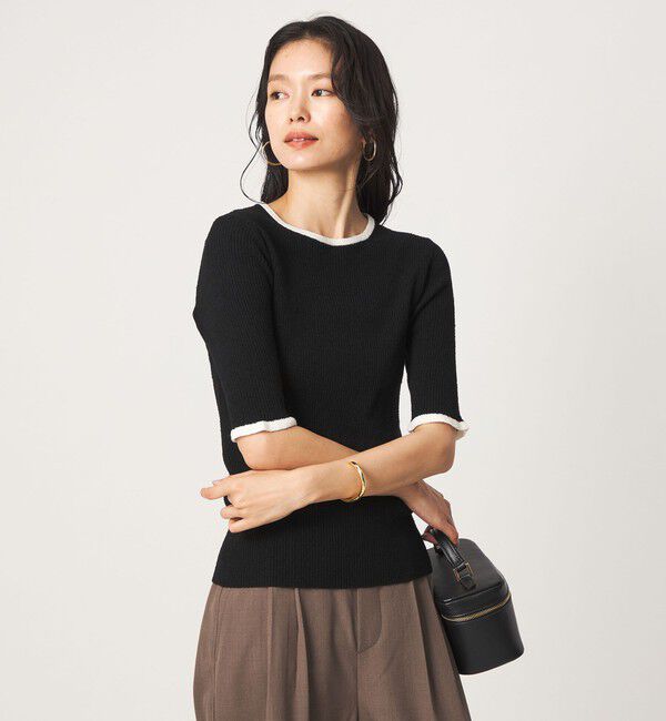 UNITED ARROWS green label relaxing「ハイショク リブ ハーフスリーブ プルオーバー ニット」|ニット・セーター|