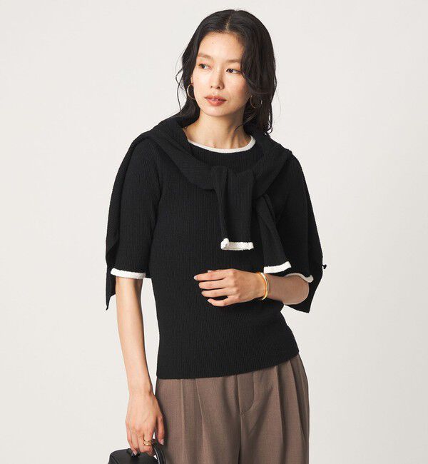 UNITED ARROWS green label relaxing「ハイショク リブ ハーフスリーブ プルオーバー ニット」|ニット・セーター|