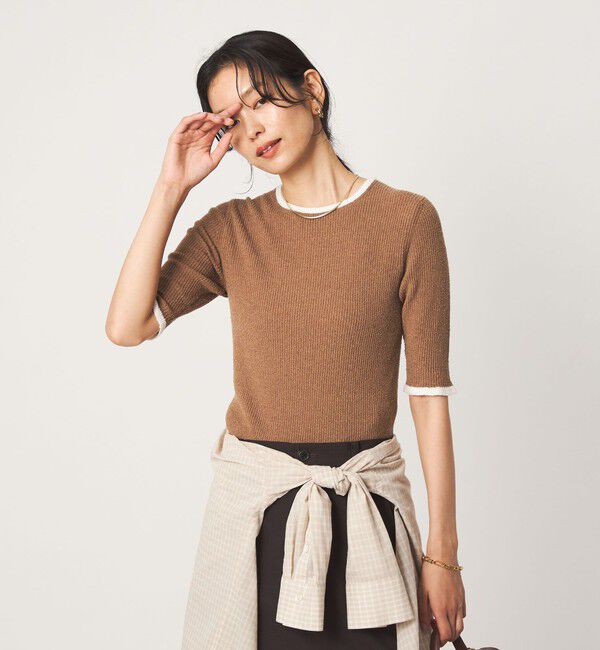 UNITED ARROWS green label relaxing「ハイショク リブ ハーフスリーブ プルオーバー ニット」|ニット・セーター|