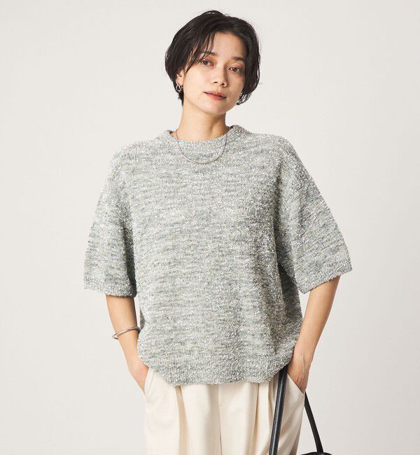 UNITED ARROWS green label relaxing「メタリック ハーフスリーブ プルオーバー ニット」|ニット・セーター|MD.GRAY