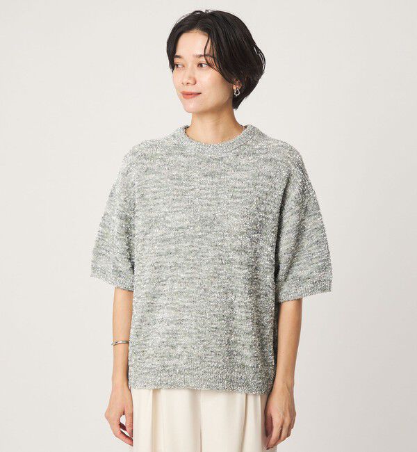 UNITED ARROWS green label relaxing「メタリック ハーフスリーブ プルオーバー ニット」|ニット・セーター|