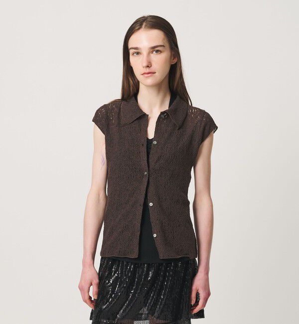 ATTISESSION「＜ATTISESSION＞E/C RSL レース フレンチスリーブ シャツ」|シャツ・ブラウス|