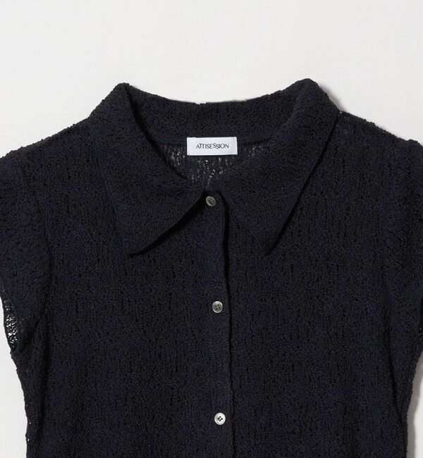 ATTISESSION「＜ATTISESSION＞E/C RSL レース フレンチスリーブ シャツ」|シャツ・ブラウス|