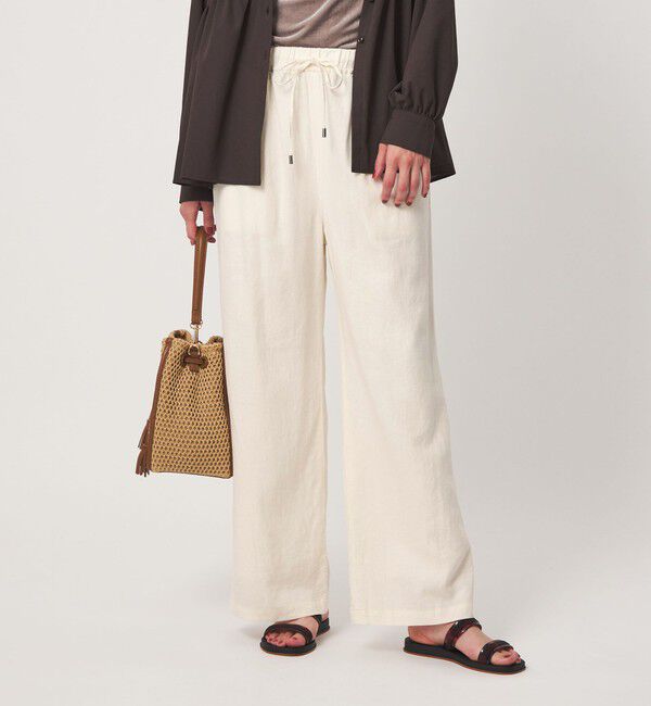 UNITED ARROWS green label relaxing「BREEZE LINEN ブリーズリネン ワイド パンツ 3 オフホワイト」|その他|OFF WHITE