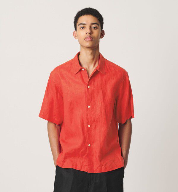 BEAUTY&YOUTH UNITED ARROWS「HI-LINE シュリンク リネン ハーフ スリーブ シャツ」|シャツ・ブラウス|RED