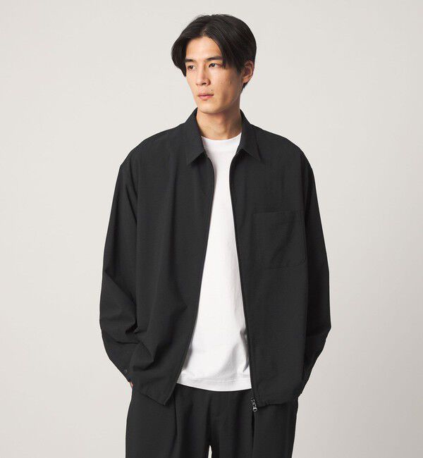 UNITED ARROWS「DotAir ドットエア サッカー ジップ シャツ　吸水速乾」|シャツ・ブラウス|BLACK