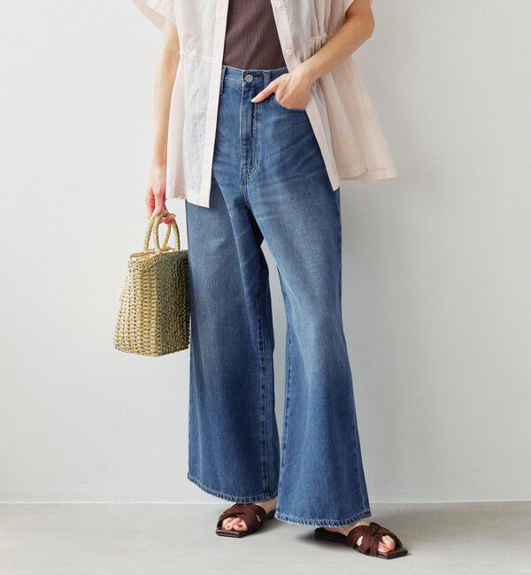 UNITED ARROWS green label relaxing「＜スタイリスト兵藤千尋さんコラボ＞ワイド ライト デニム 接触冷感」|デニム|COBALT