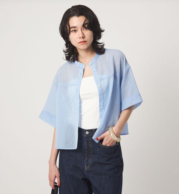 UNITED ARROWS green label relaxing「ラミーライク ショートスリーブ シャツ 通気性」|シャツ・ブラウス|LT.BLUE