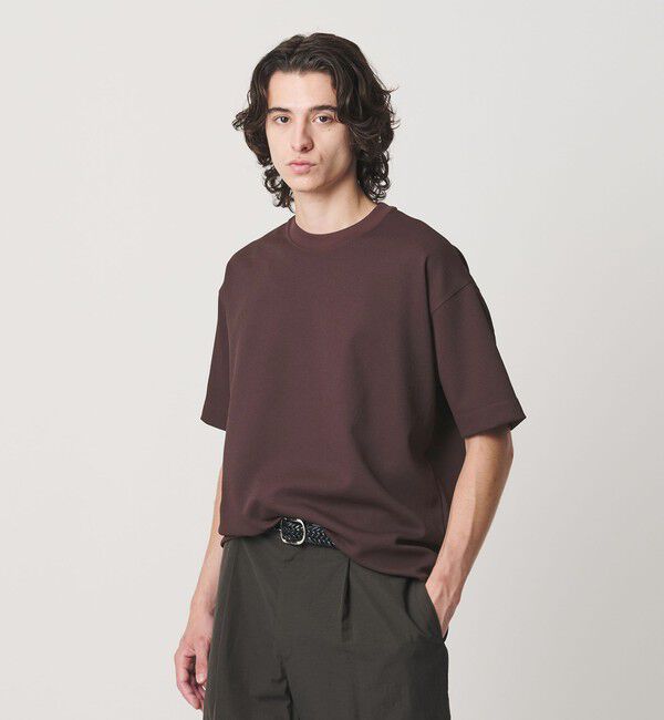 BEAUTY&YOUTH UNITED ARROWS「Air Dobby ワイドテーパード クルーネック Tシャツ ヨコストレッチ 吸水速乾 ウォッシャブル」|Tシャツ・カットソー|DK.BROWN