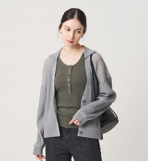 BEAUTY&YOUTH UNITED ARROWS「ヘンリーネック リブニット タンクトップ ウォッシャブル」|ニット・セーター|OLIVE