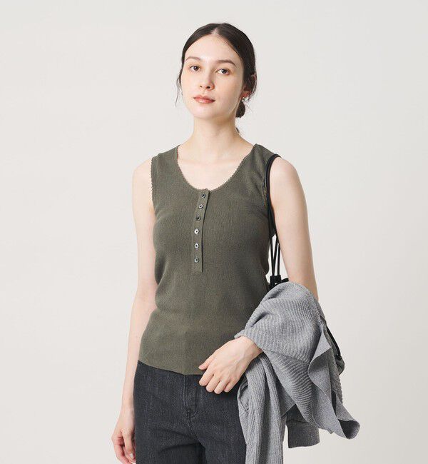 BEAUTY&YOUTH UNITED ARROWS「ヘンリーネック リブニット タンクトップ ウォッシャブル」|ニット・セーター|