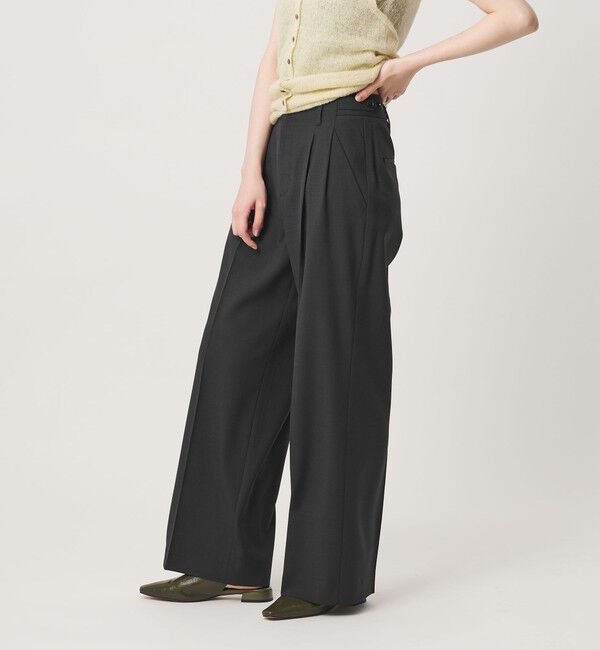 BEAUTY&YOUTH UNITED ARROWS「ポリエステルブレンド ２タック タブワイドパンツ ウォッシャブル 防シワ」|その他|DK.GRAY