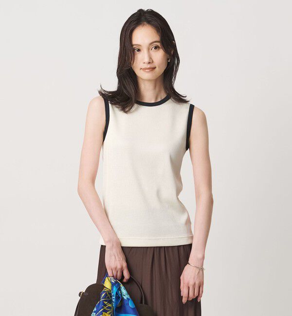 UNITED ARROWS「リブ バイカラーパイピング ノースリーブ Tシャツ」|タンクトップ|