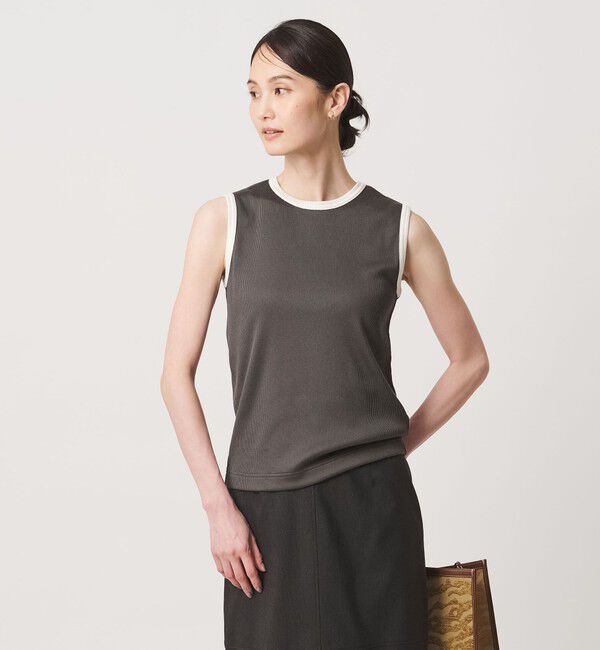 UNITED ARROWS「リブ バイカラーパイピング ノースリーブ Tシャツ」|タンクトップ|