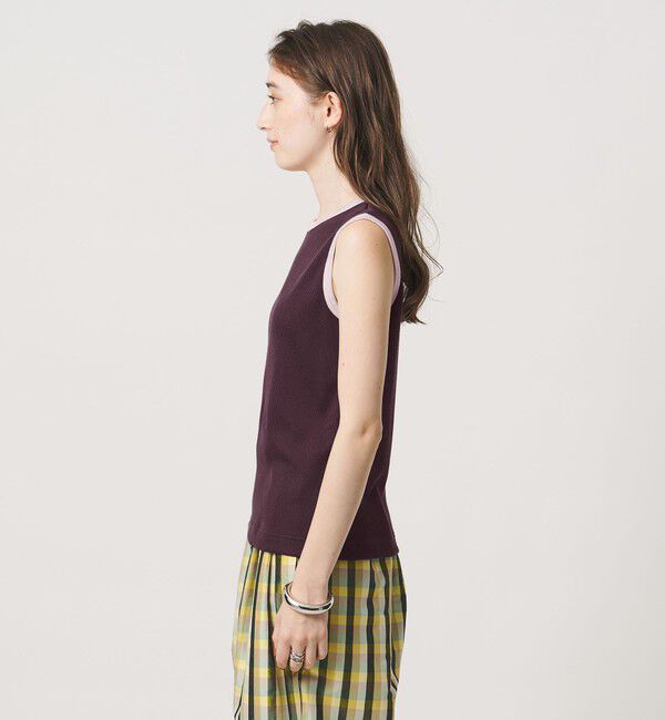 UNITED ARROWS「リブ バイカラーパイピング ノースリーブ Tシャツ」|タンクトップ|