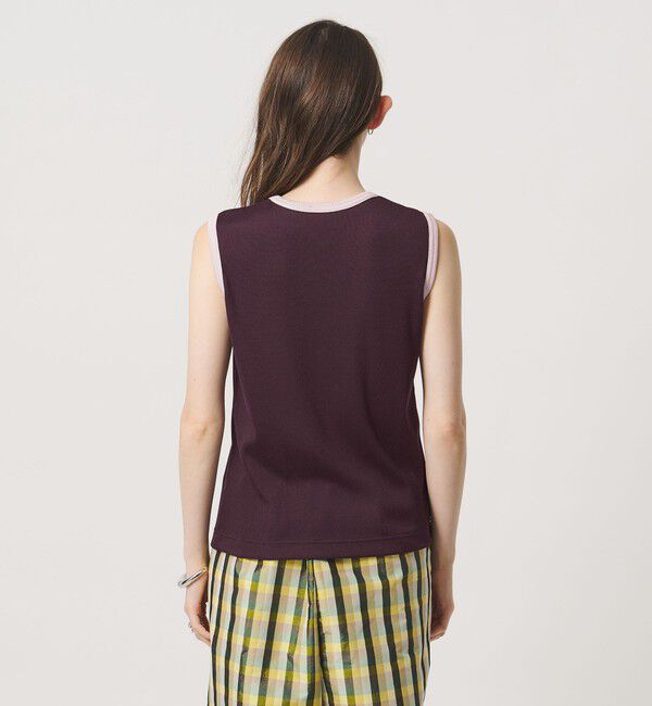 UNITED ARROWS「リブ バイカラーパイピング ノースリーブ Tシャツ」|タンクトップ|