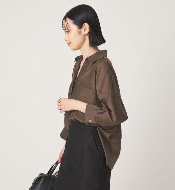 UNITED ARROWS green label relaxing「エアリーシアー スキッパー ポケット シャツ 接触冷感」|シャツ・ブラウス|
