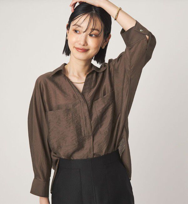 UNITED ARROWS green label relaxing「エアリーシアー スキッパー ポケット シャツ 接触冷感」|シャツ・ブラウス|