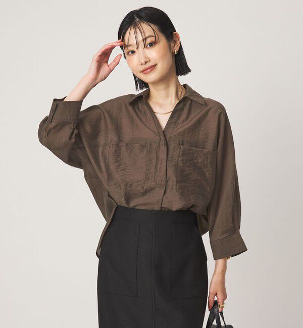 UNITED ARROWS green label relaxing「エアリーシアー スキッパー ポケット シャツ 接触冷感」|シャツ・ブラウス|