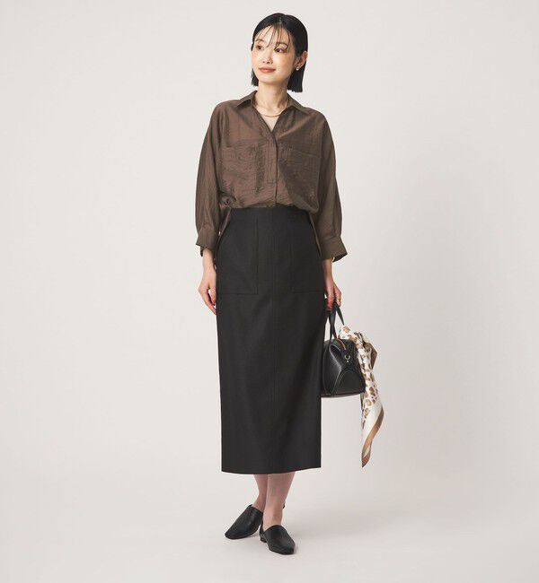 UNITED ARROWS green label relaxing「エアリーシアー スキッパー ポケット シャツ 接触冷感」|シャツ・ブラウス|