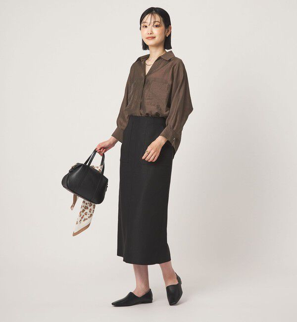 UNITED ARROWS green label relaxing「エアリーシアー スキッパー ポケット シャツ 接触冷感」|シャツ・ブラウス|