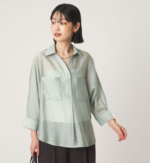 UNITED ARROWS green label relaxing「エアリーシアー スキッパー ポケット シャツ 接触冷感」|シャツ・ブラウス|