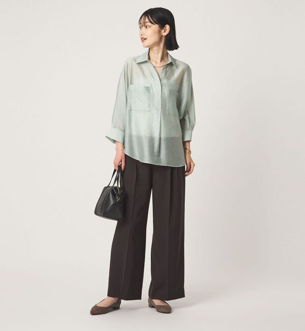 UNITED ARROWS green label relaxing「エアリーシアー スキッパー ポケット シャツ 接触冷感」|シャツ・ブラウス|