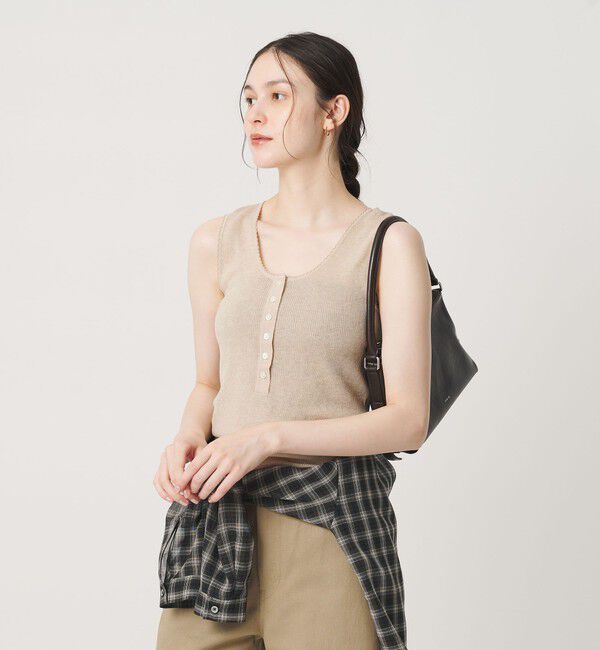 BEAUTY&YOUTH UNITED ARROWS「ヘンリーネック リブニット タンクトップ ウォッシャブル」|ニット・セーター|BEIGE