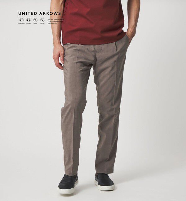 UNITED ARROWS「タフタ サイドシャーリング 1プリーツ パンツ UA COZY ウォッシャブル ヨコストレッチ」|スラックス|MOCA