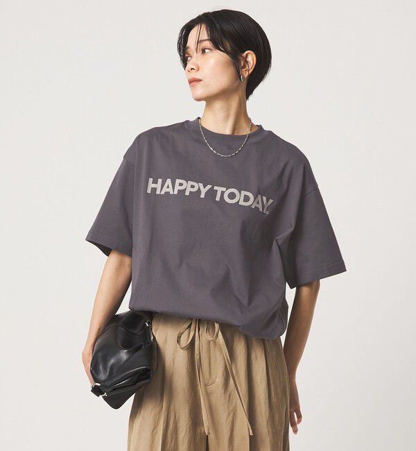 UNITED ARROWS green label relaxing「ヘムギャザー ロゴ Tシャツ」|Tシャツ・カットソー|DK.GRAY