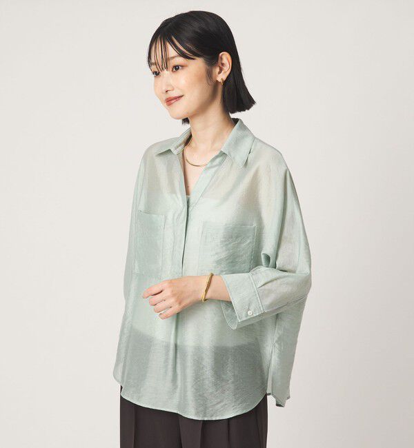 UNITED ARROWS green label relaxing「エアリーシアー スキッパー ポケット シャツ 接触冷感」|シャツ・ブラウス|