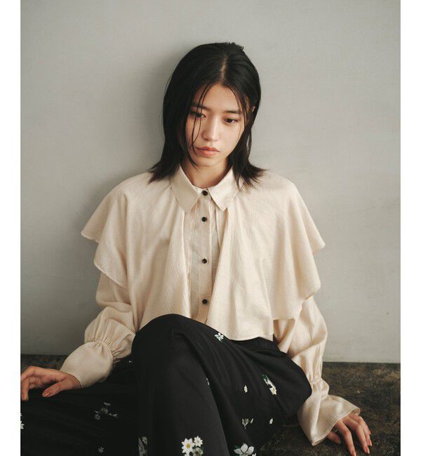 EMMEL REFINES「＜EMMEL REFINES＞EM ケープフリル ロングスリーブ シャツ」|シャツ・ブラウス|BEIGE