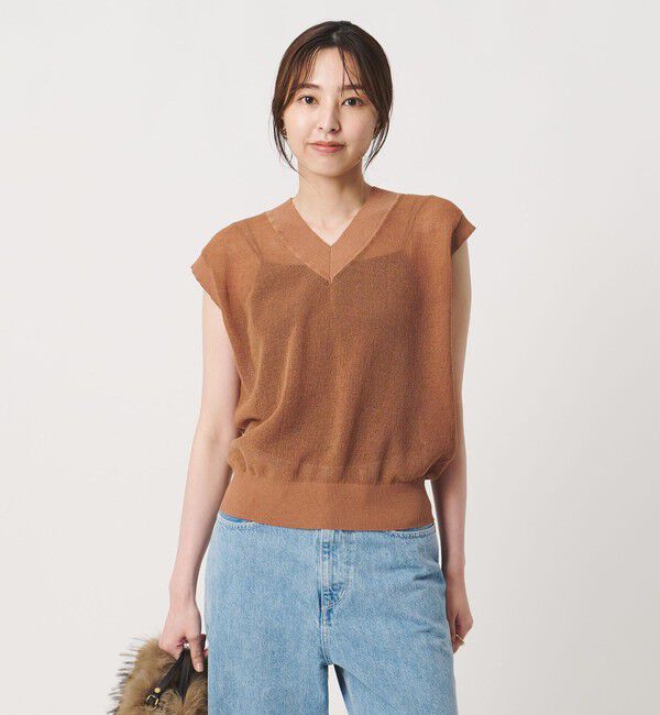 UNITED ARROWS「ミニ Vネック フレンチスリーブ ニット ‐ウォッシャブル‐」|ベスト・ジレ|
