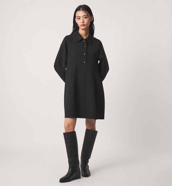 EMMEL REFINES「＜EMMEL REFINES＞EM ダブルクロス パネル ミニワンピース」|ワンピース|BLACK