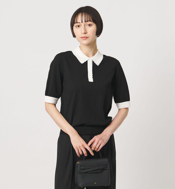 UNITED ARROWS「クロシェ ポロニット ‐ウォッシャブル‐」|ニット・セーター|BLACK