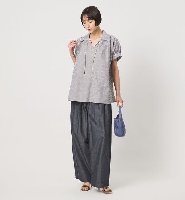 UNITED ARROWS「デニムライク タック ビッグ ワイドパンツ」|スラックス|