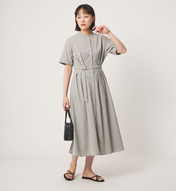 UNITED ARROWS green label relaxing「ベルト フレア ワンピース マシンウォッシャブル 吸水速乾 」|ワンピース|LT.GRAY