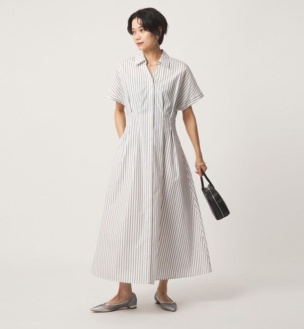 UNITED ARROWS green label relaxing「［size SHORTあり］シャツ襟 フィット＆フレア タック ショートスリーブ ワンピース」|ワンピース|