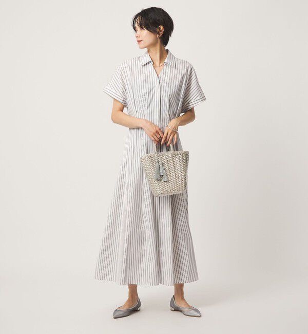 UNITED ARROWS green label relaxing「［size SHORTあり］シャツ襟 フィット＆フレア タック ショートスリーブ ワンピース」|ワンピース|