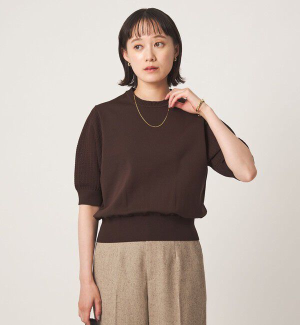 UNITED ARROWS green label relaxing「ショート スリーブ プルオーバー ニット」|ニット・セーター|DK.BROWN