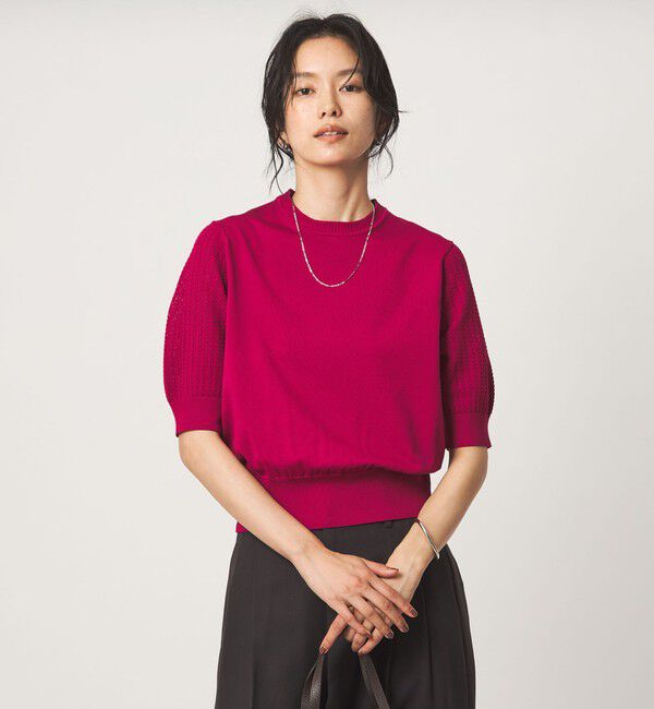 UNITED ARROWS green label relaxing「ショート スリーブ プルオーバー ニット」|ニット・セーター|PINK