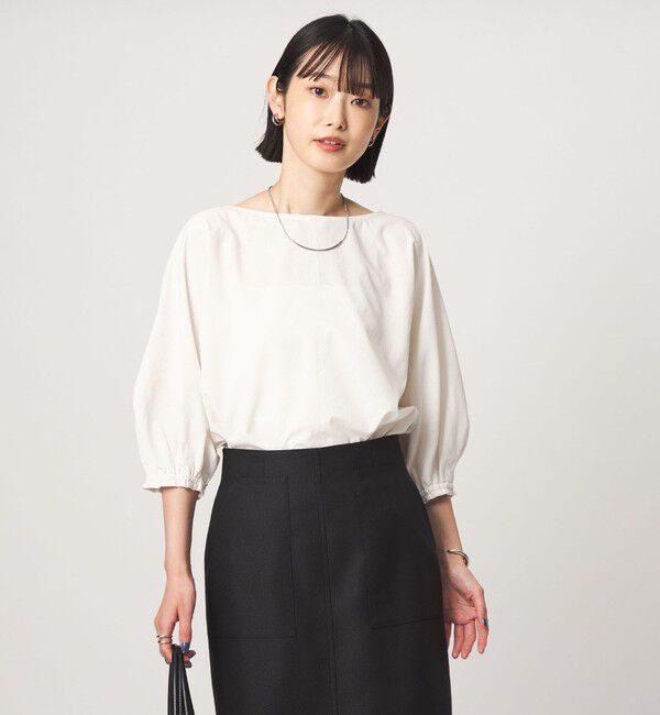 UNITED ARROWS green label relaxing「Breeze Cool ボートネック 7分袖 ブラウス マシンウォッシャブル 吸水速乾 通気性 UVカット」|シャツ・ブラウス|