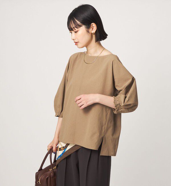 UNITED ARROWS green label relaxing「Breeze Cool ボートネック 7分袖 ブラウス マシンウォッシャブル 吸水速乾 通気性 UVカット」|シャツ・ブラウス|