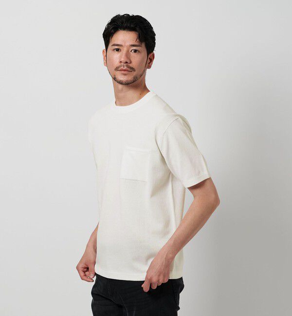 BEAUTY&YOUTH UNITED ARROWS「【WEB限定 WARDROBE SMART】マシーンウォッシュ 1ポケット ニット Tシャツ【抗菌防臭】」|Tシャツ・カットソー|