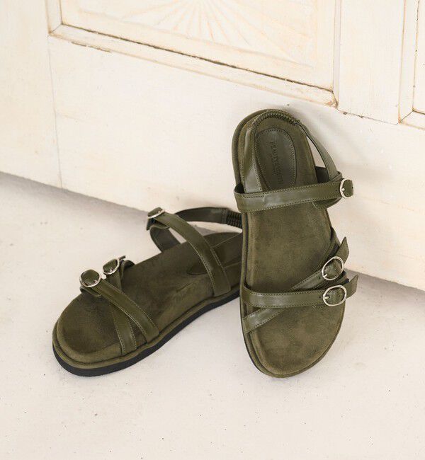 BEAUTY&YOUTH UNITED ARROWS「ダブルクロス ベルト バックストラップ サンダル」|サンダル|OLIVE