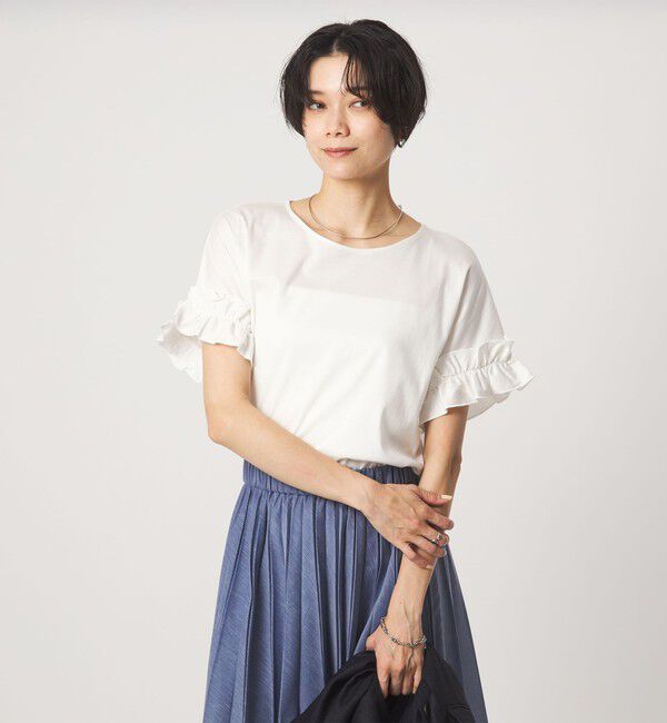 UNITED ARROWS green label relaxing「ソデフリル Tシャツ 汗染み防止」|Tシャツ・カットソー|OFF WHITE