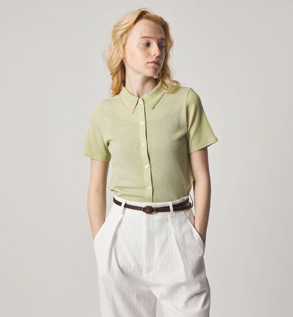 STEVEN ALAN「＜Steven Alan＞リブ ハーフスリーブ シャツカーディガン」|カーディガン|LIME